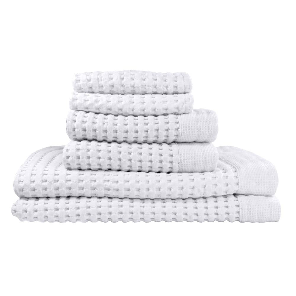 Quick-Dry Waffle Towel Set - 2 Bath, 2 Hand, 2 Washcloths for Soft Absorbent Bathroom Essentials