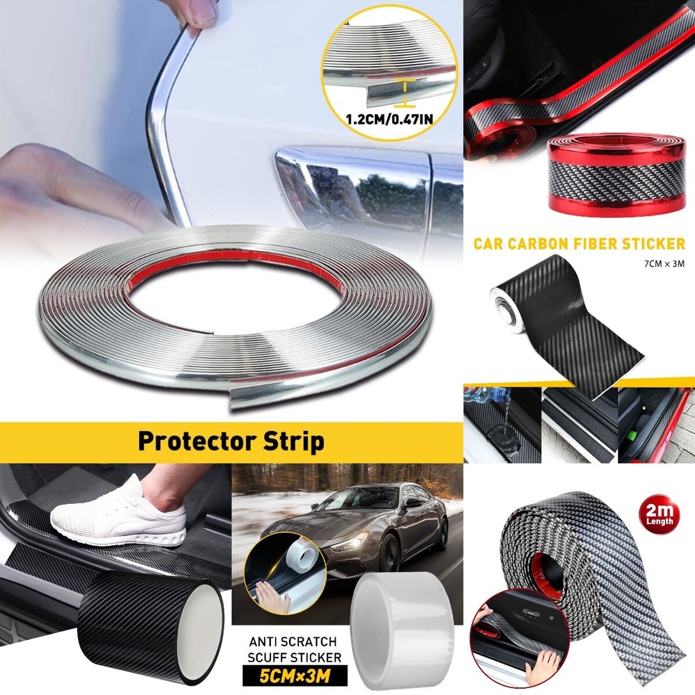Carbon Strip Sticker Fiber Protector Sill Anti Door Scratch Tape 10cm*3M 5D M
