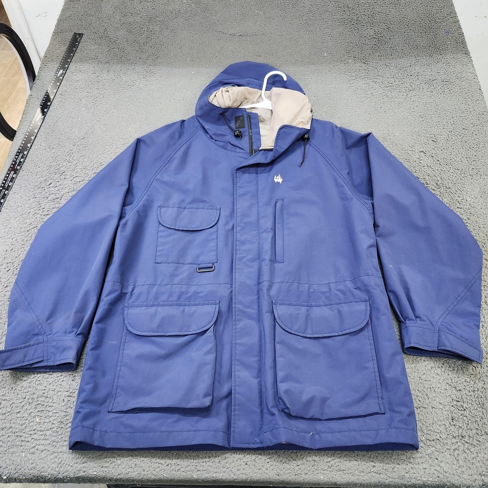 Vintage Eddie Bauer Coat Mens Large Blue Gore-Tex Hooded Parka Pockets 2987