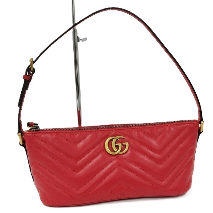GUCCI GG Marmont Red Leather Shoulder Bag 739166 665386