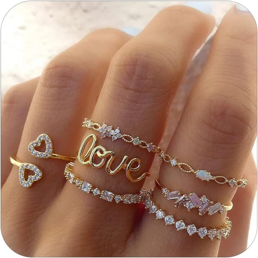 Gold Stackable Rings for Women Gifts Trendy Stuff Simple Star Moon Knuckle Rings