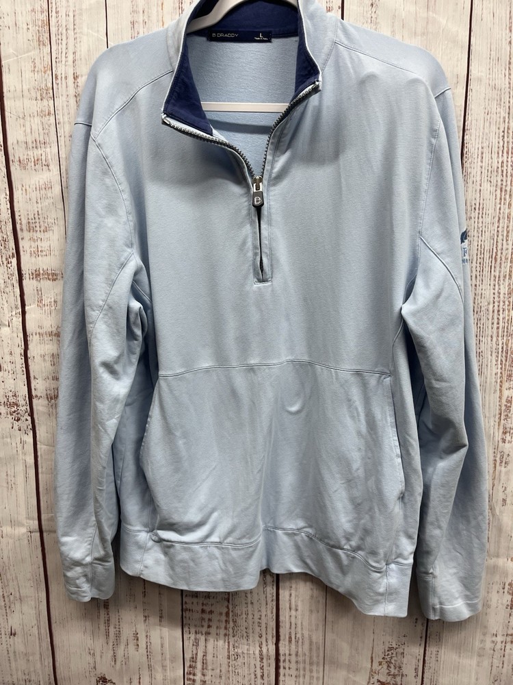 B Draddy Pullover Sweater Mens Large Blue Golf 1/4 Zip  Mock Long Sleeve Casual