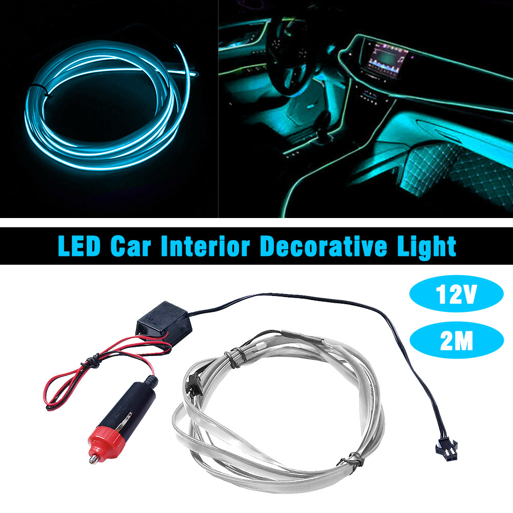 IceBlue LED Auto Car Interior Decor Atmosphere Wire Light Strip Lamp Accessories