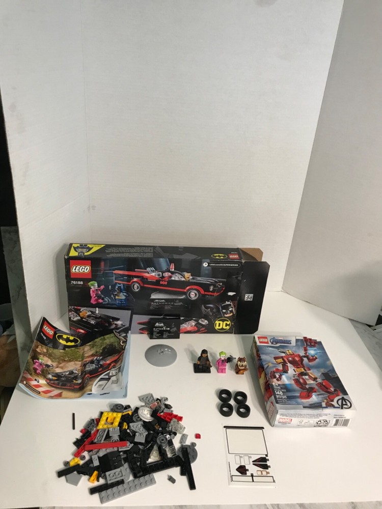 LEGO Batmobile 76188 with Joker Taz Missing Pieces Avengers Iron Man Mech Tires New in Box