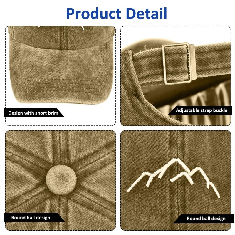 Outdoor Visor Hat Embroidery Mountain Baseball Caps for Teen Travel Camping