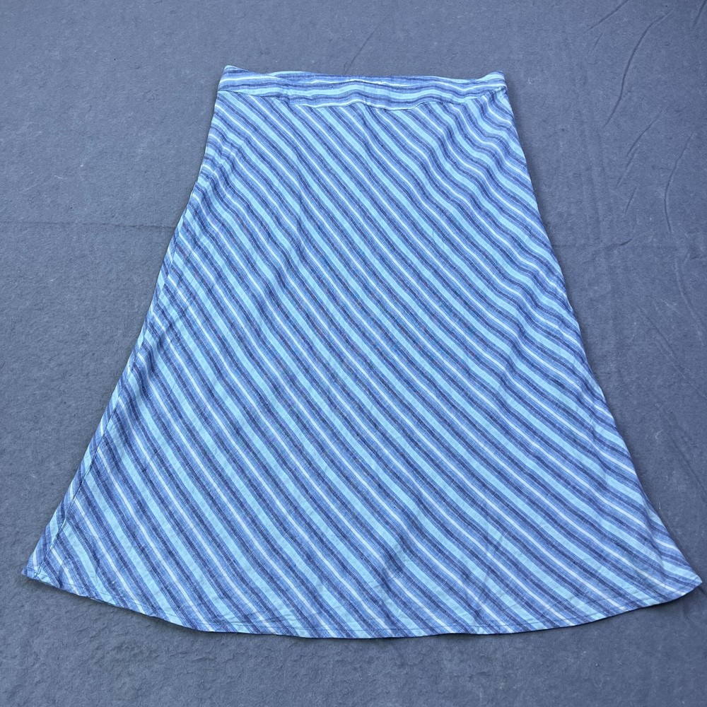 Blue Striped Linen Maxi Skirt for Women - Modest & Breathable Cherokee Style