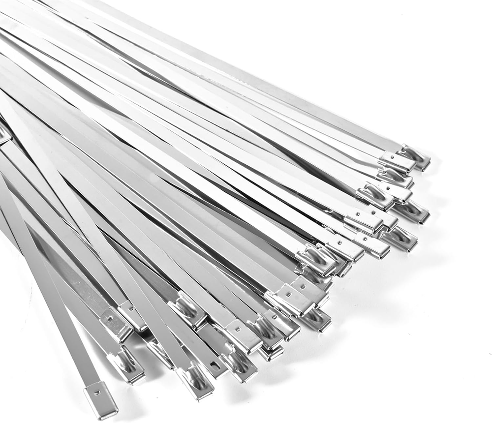 100-Pack 11.8 Inch Heavy Duty 304 Stainless Steel Self-Locking Metal Zip Ties
