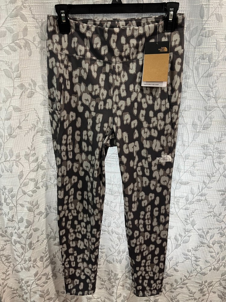 North Face Girls XL Vanadis Grey Leopard Print Mountain Tights