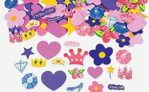 50 Princess Foam Sticker Scrapbook Jewels Crown Slipper