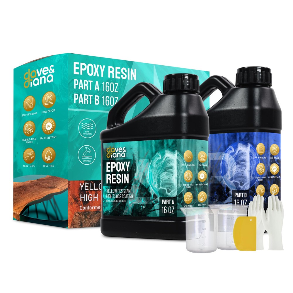 Crystal Clear Epoxy Resin 16oz – Includes 16oz Each of Resin A & Hardener B, ...