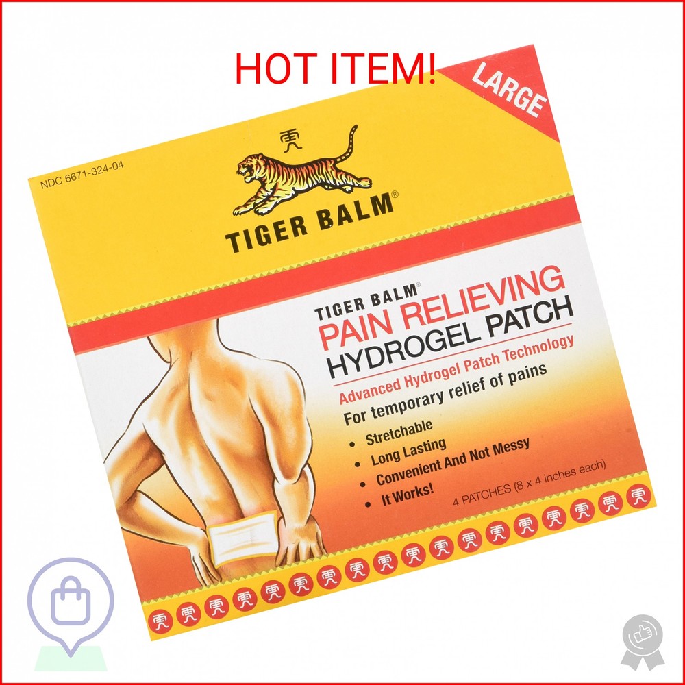 Tiger Balm Pain Relieving Large Patch 4 Count for Muscle Relief