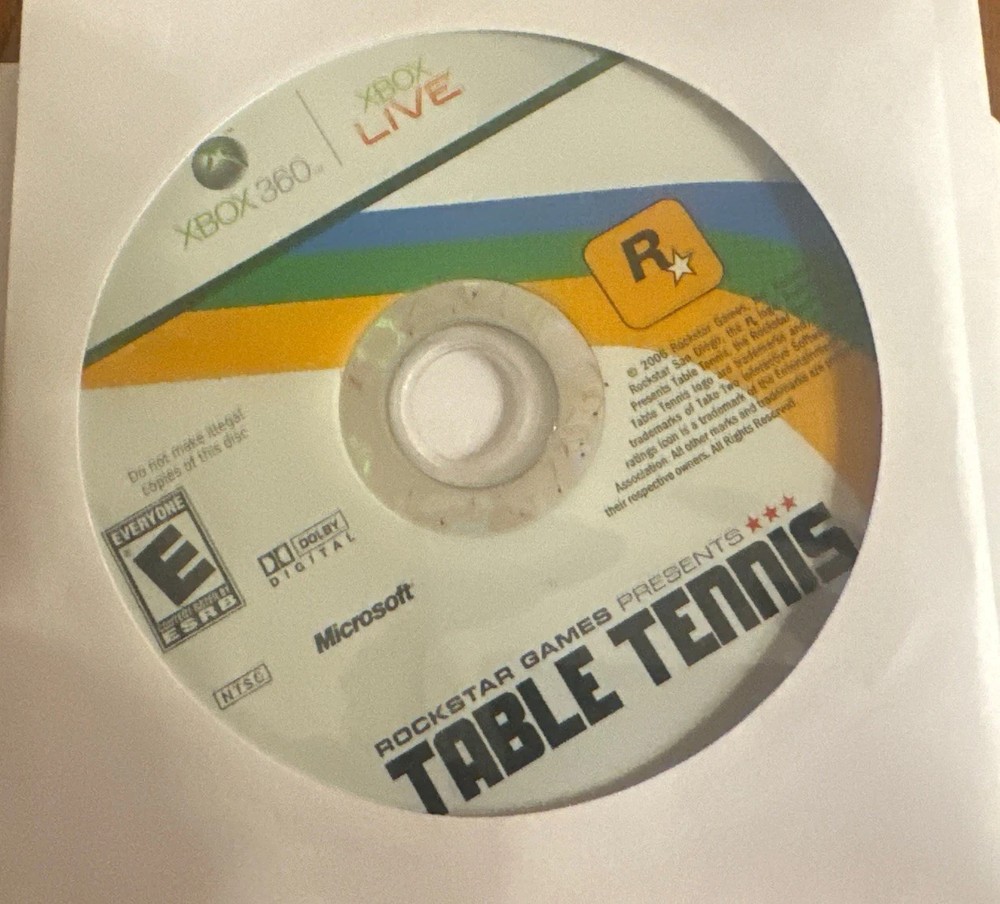Rockstar Games Presents Table Tennis (Microsoft Xbox 360, 2006) Disc Only