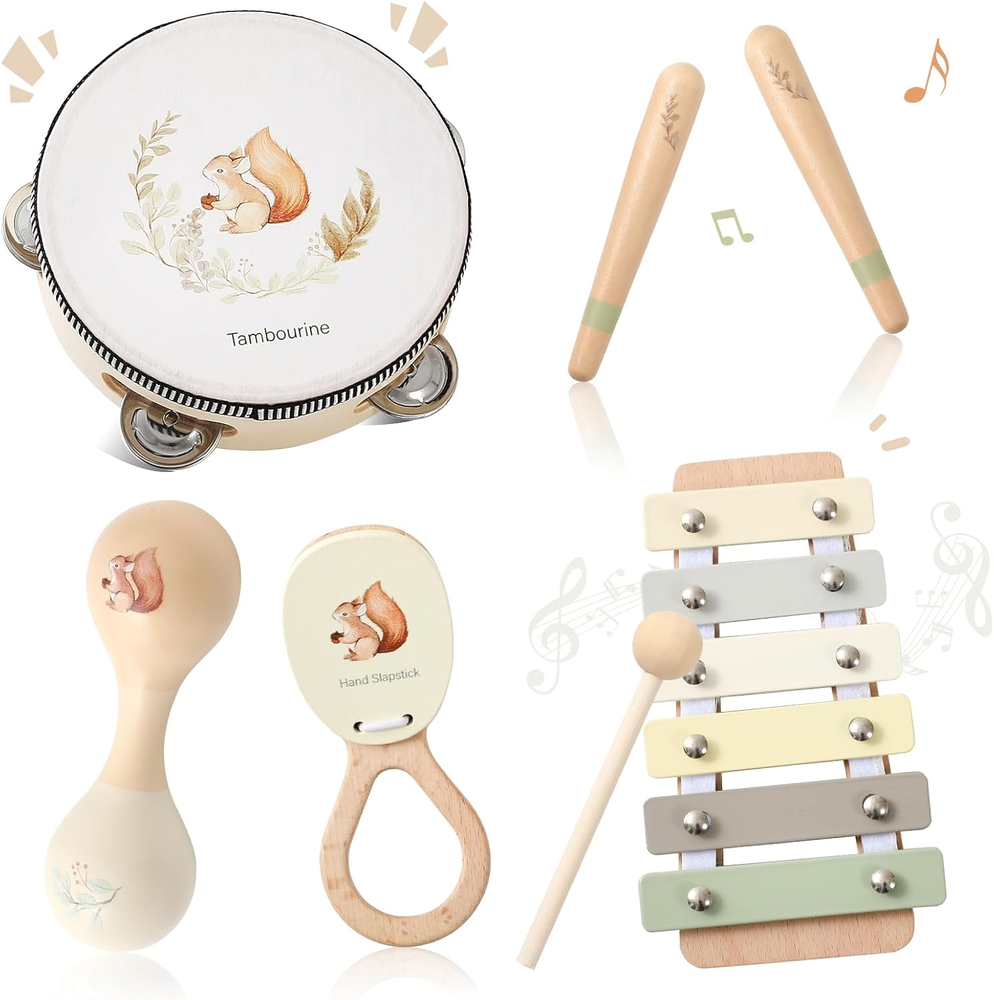Montessori Wooden Musical Instruments Set for Toddlers – Boys & Girls Learning Toys