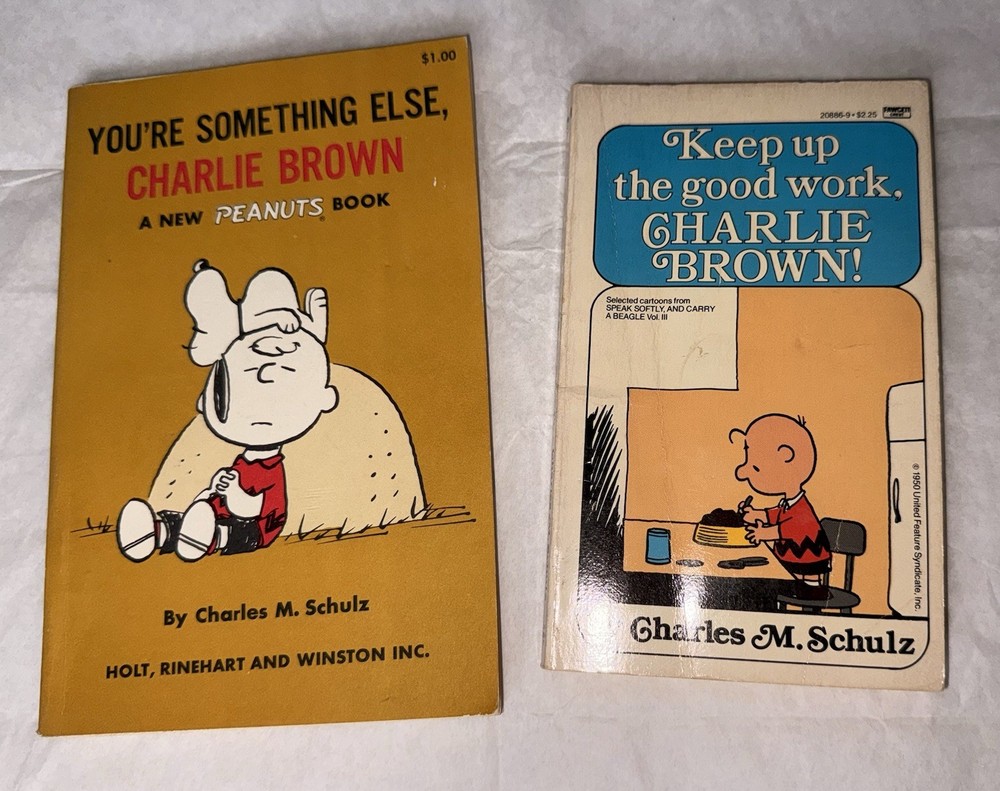 2 Vintage Charlie Brown Comics “Keep Up The Good Work” “You’re Something Else”