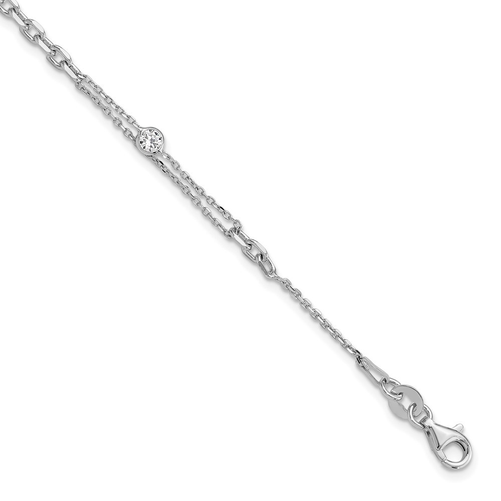 Sterling Silver Polished Fancy Cubic Zirconia Bracelet 7
