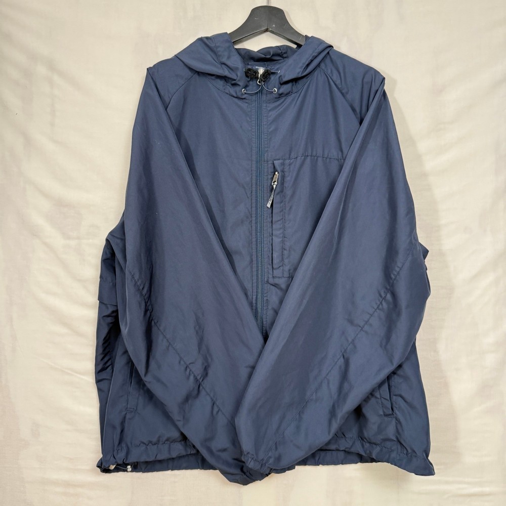Eddie Bauer Mens XXL Windbreaker Jacket Navy Blue Hooded Full Zip Vented Shell