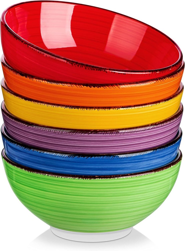 Vancasso Bonita 27oz Ceramic Cereal Bowls Set of 6, 6 Inch Kitchen Bowls