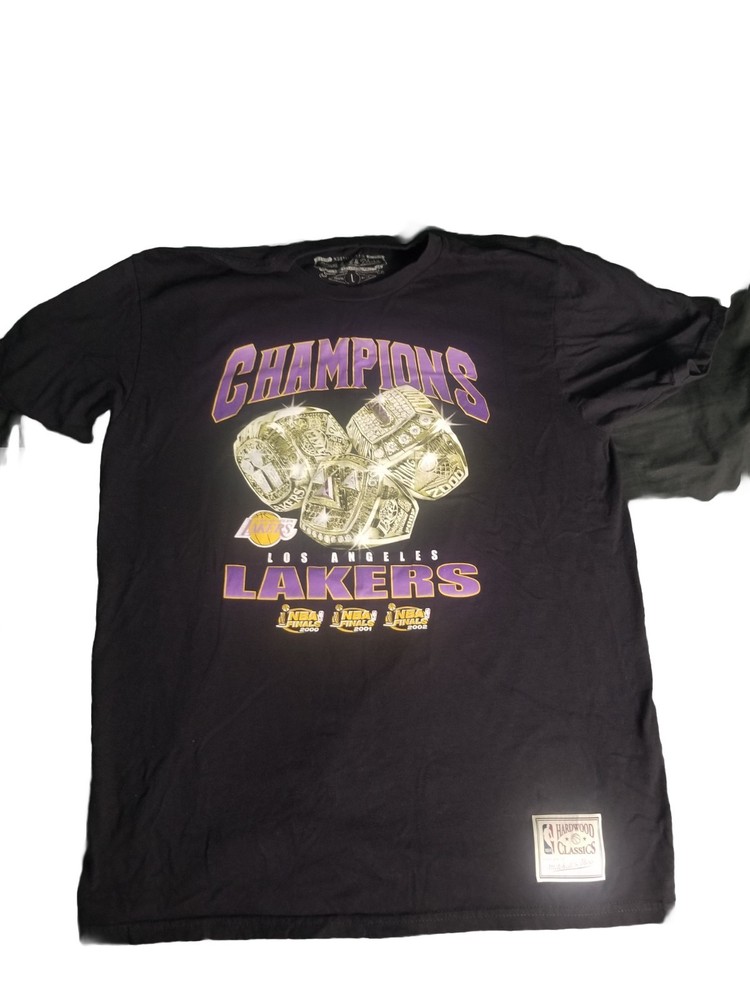 Mitchell & Ness Los Angeles Lakers T-Shirt Mens Sz L Hardwood Classics Champions