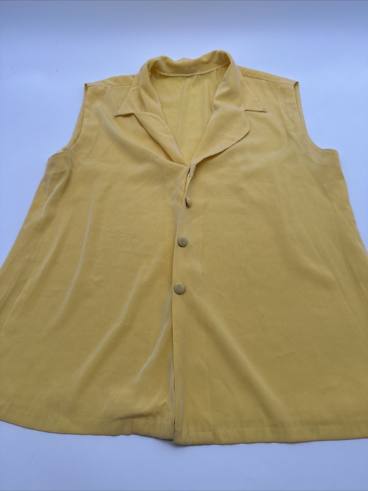 Unbranded Blouse Women Large Yellow Solid Button ..#18929