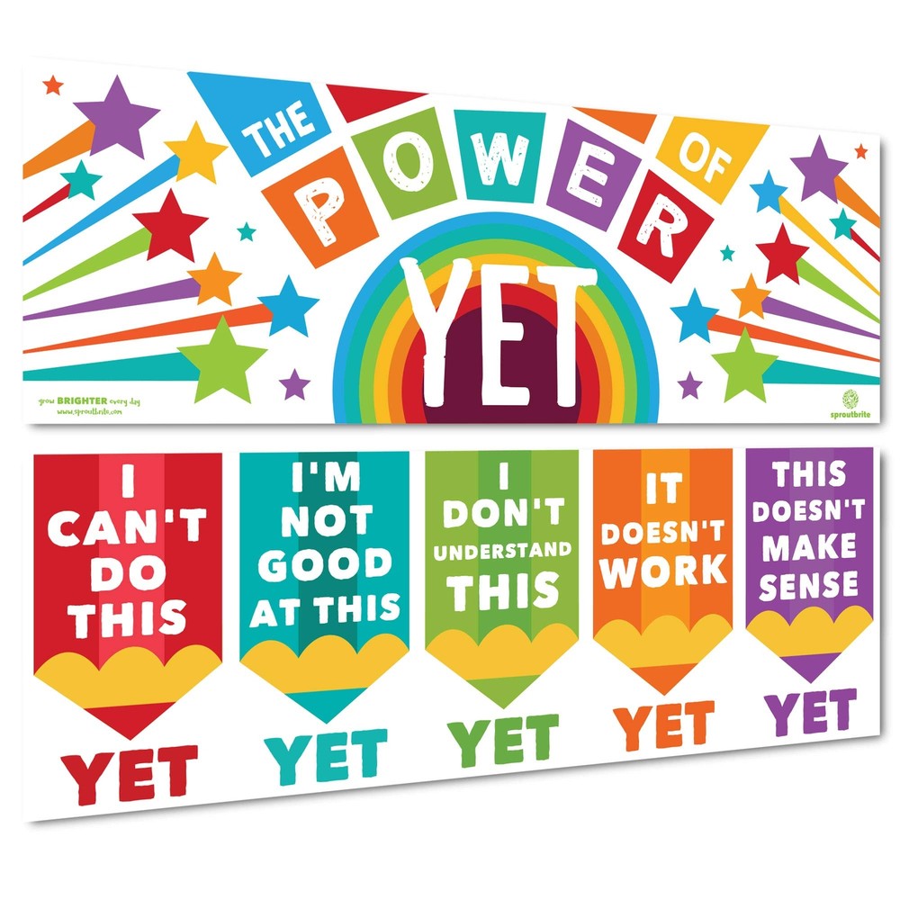 Sproutbrite Growth Mindset Classroom Decorations - Banner Posters for Teacher...