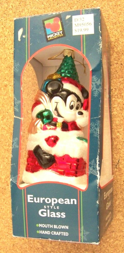 Mickey Mouse Hand-crafted European Style glass mouth blown Christmas ornament