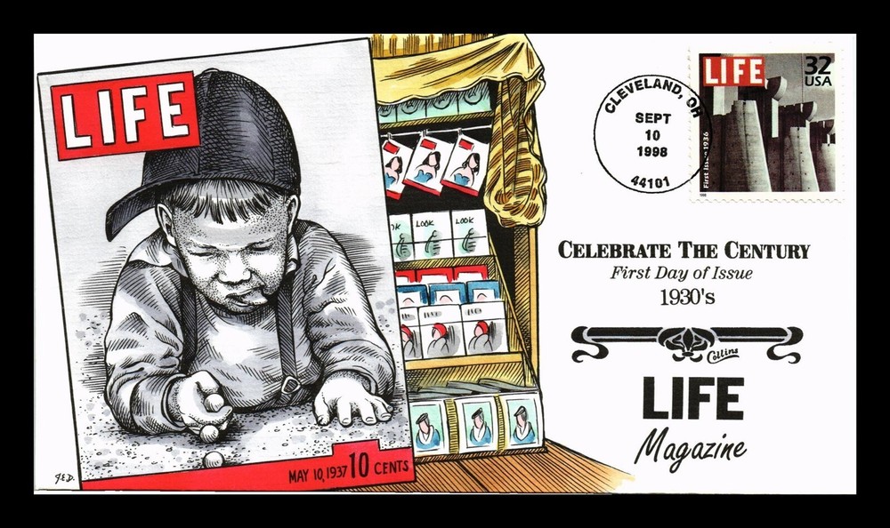 DR JIM STAMPS US COVER LIFE MAGAZINE CELEBRATE CENTURY FDC COLLINS HAND PAINTED