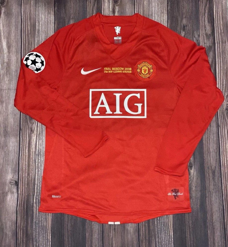 Cristiano Ronaldo #7 2008 UCL Final Manchester United Nike Long Sleeve Jersey L