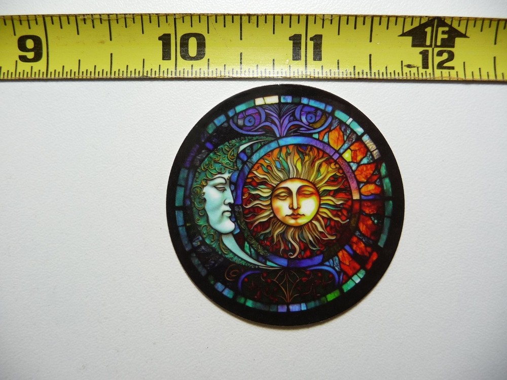Stained Glass Sun Moon Decal - Vibrant Colors for Sleep Spaces  