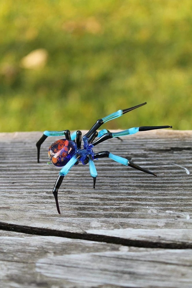 GLASS SPIDER lampwork Handcrafted Glass animal, Art Glass Spider Figurine Glass