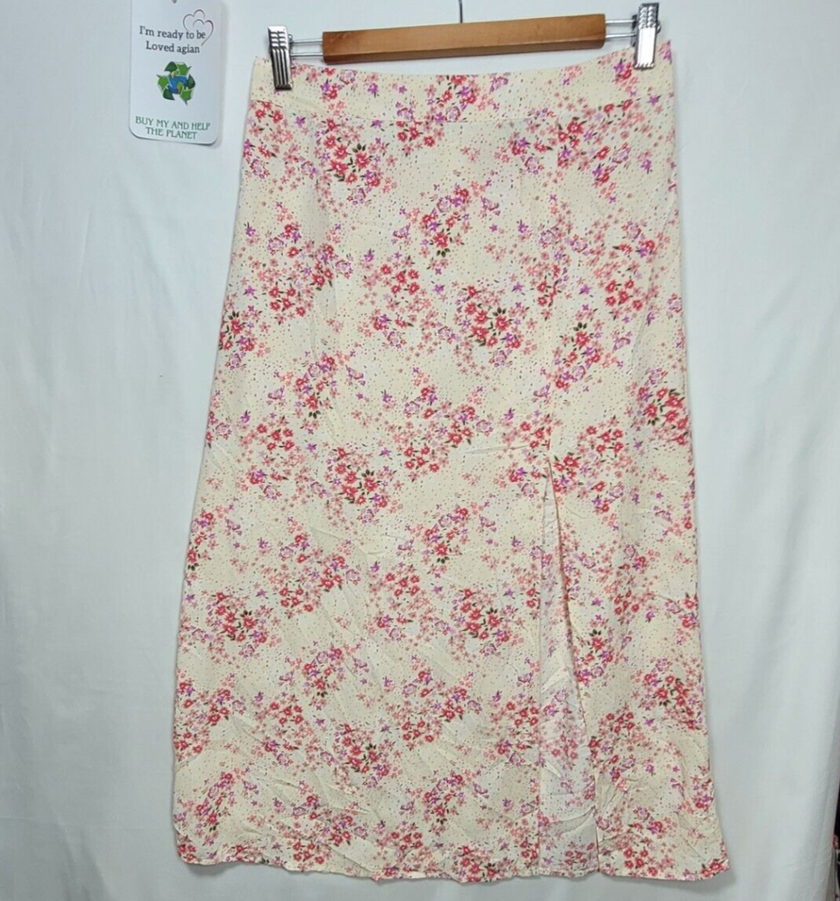 Forever 21 Women's Midi Skirts Yellow Floral Size M  Lovely A-Line Skirt