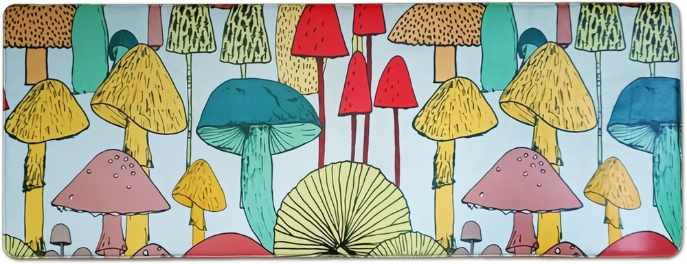 Non-slip cushioned mushroom kitchen rug for comfort and style