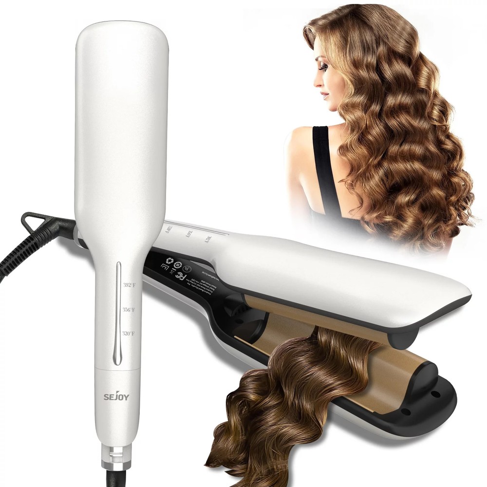 SEJOY 2-Barrel Deep Wave Hair Crimper with Adjustable Temperature for Voluminous Curls