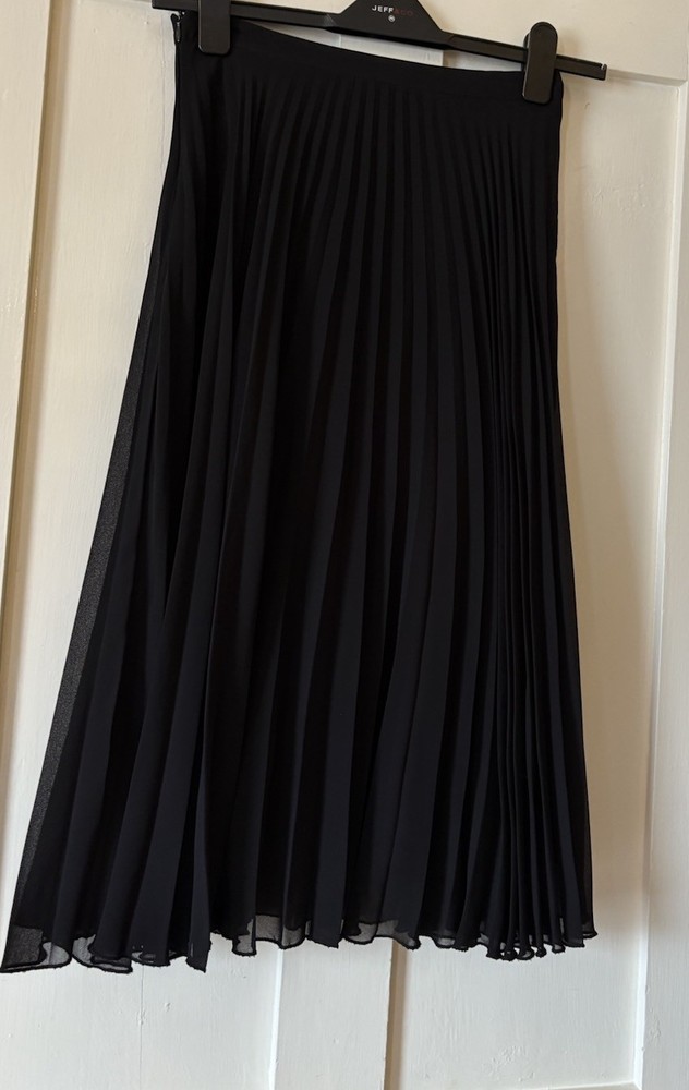 New Look Black Chiffon Layered Pleated Midi Skirt Size UK6 L30 Small 8