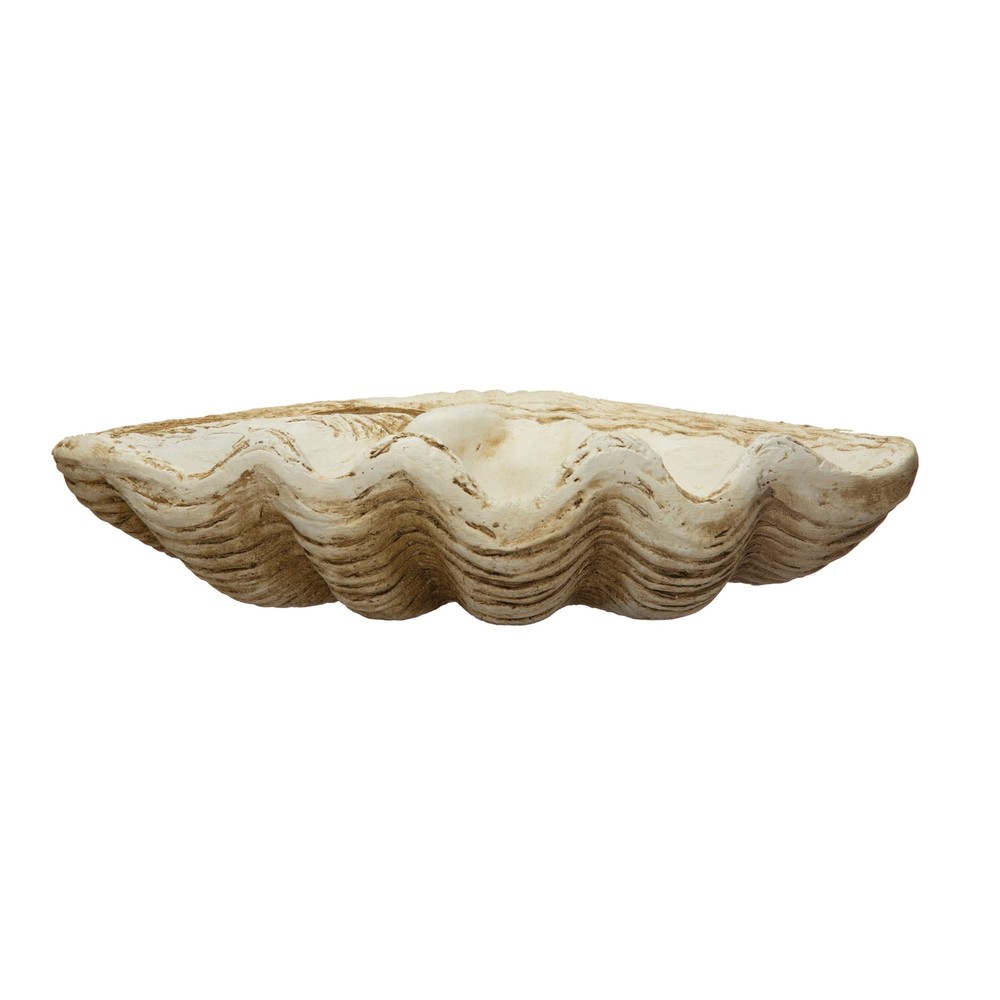 Coastal Decorative Magnesia Clamshell, Natural Décor, Ivory