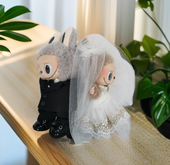 2 Sets POP MART Monsters Labubu Plush Wedding Dress Dolls No Dolls Included