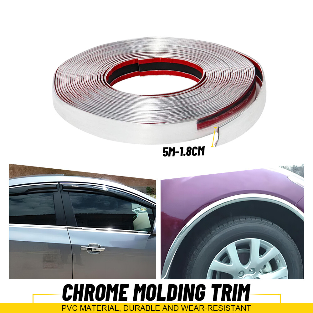 Chrome Trim Molding Strip Car Door Window Bumper Side Trime Protector 0.7in 16ft