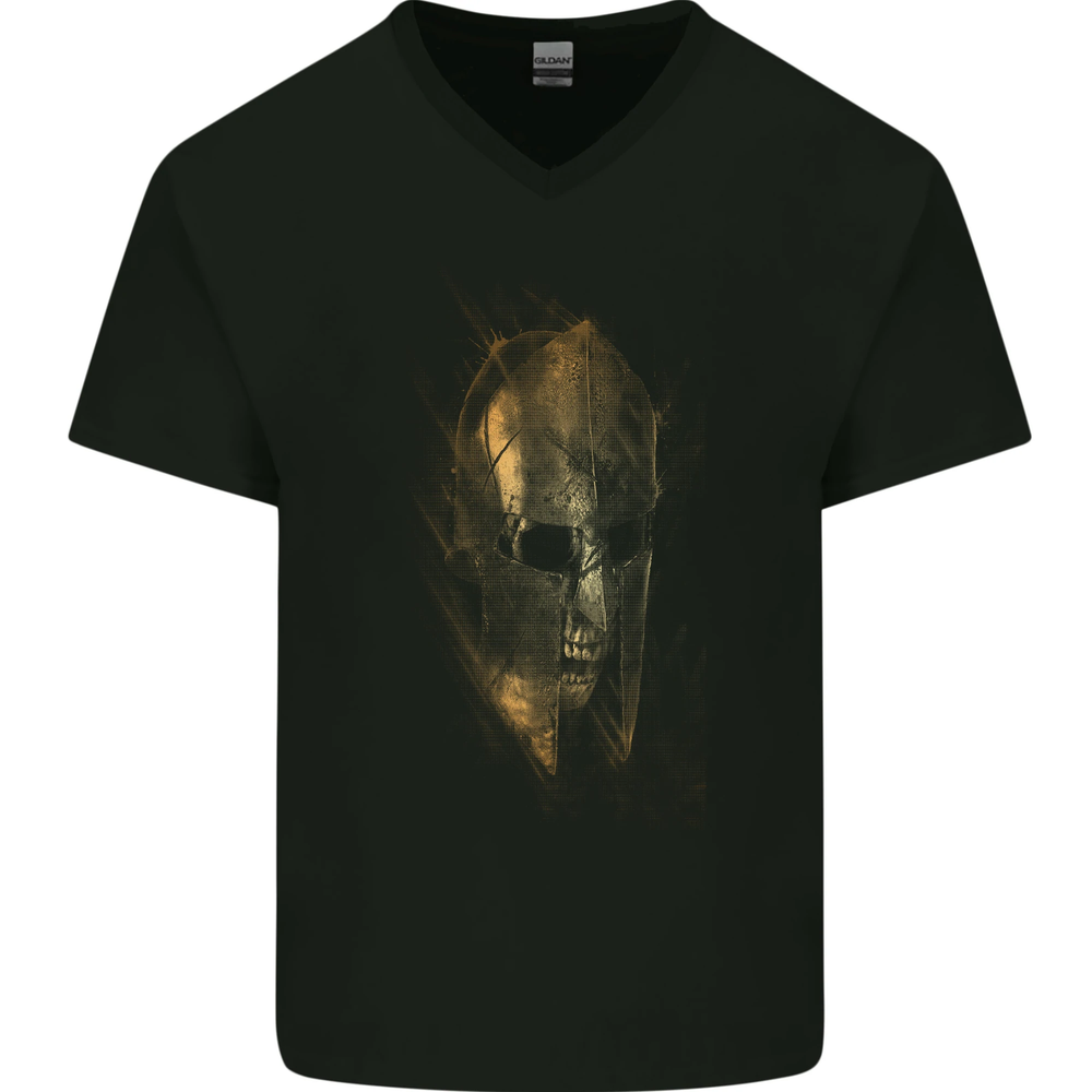 Barbarian Skull Gym Training Top Spartan Mens V-Neck Cotton T-Shirt