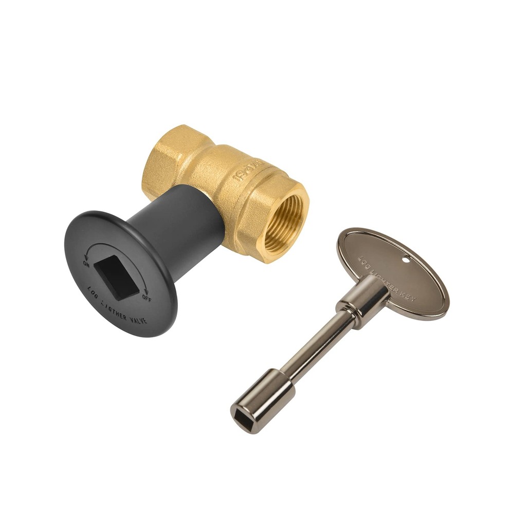 Skyflame 3/4 Inch Straight Gas Key Valve Kit for Fire Pit and Fireplace with Flat Handle
