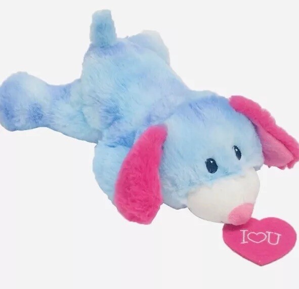 Large 10” Floppy Lying Down Flat Dog  Plush Easter/Valentines I Love You