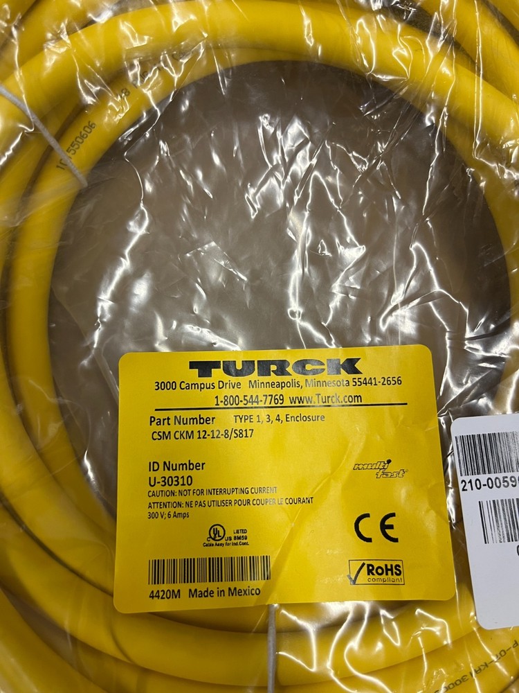 Turck Csm Ckm 12-12-8/S817 U-30310 Male/Female Straight 12 Pole 8M Cable