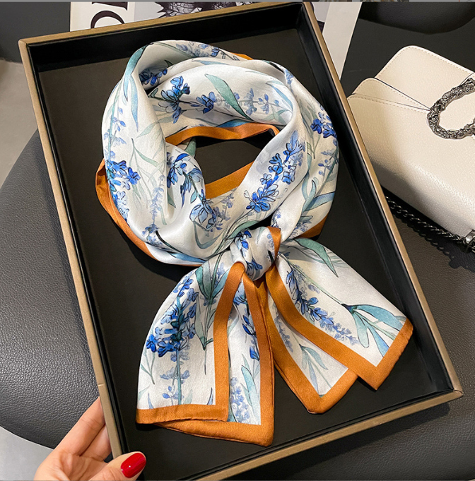 100% Mulberry Silk Scarf 150x15cm Double-Sided Printed Womens Long Scarf CHA34