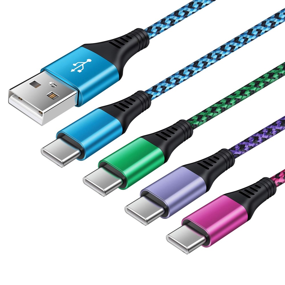 6ft USB A to C Fast Charging Cable 3A 4Pack Phone Charger Cord