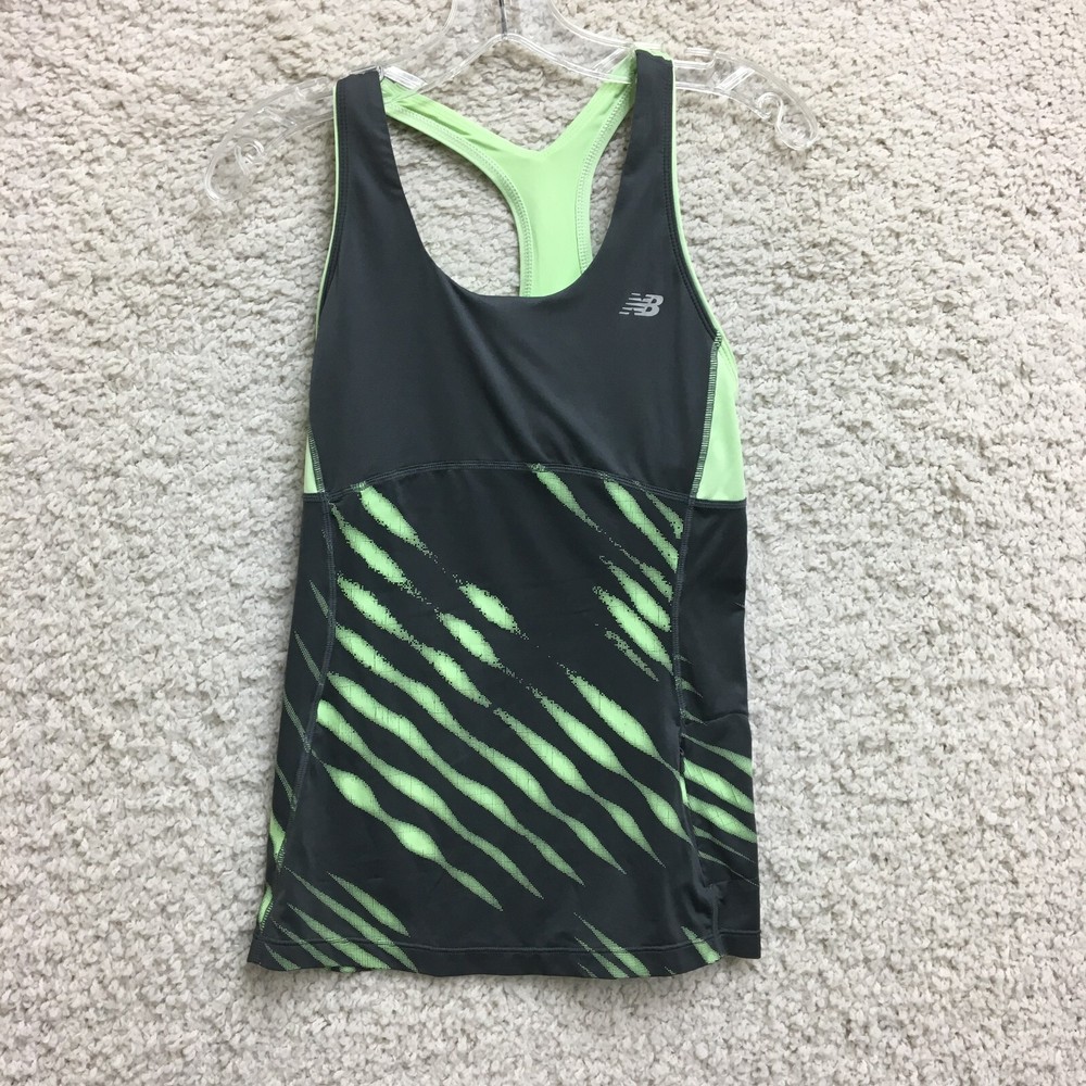 New Balance Tank Top Shirt Small Adult Black Green Lightningdry Racerback Womens