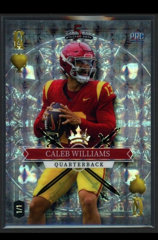 Caleb Williams Wild Card 5 Card Draw 1/1 King Of Hearts