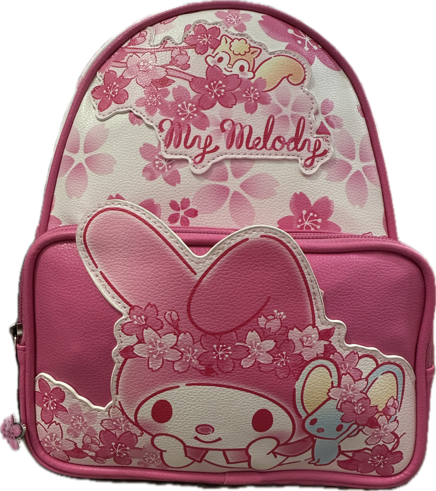 Hello Kitty My Melody Cherry Blossom Mini Backpack 11 Inch Pu Leather Deluxe