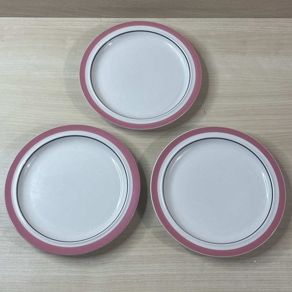 Horizons M.F.P. Salad Bread Plate Pink Rim 7 3/8