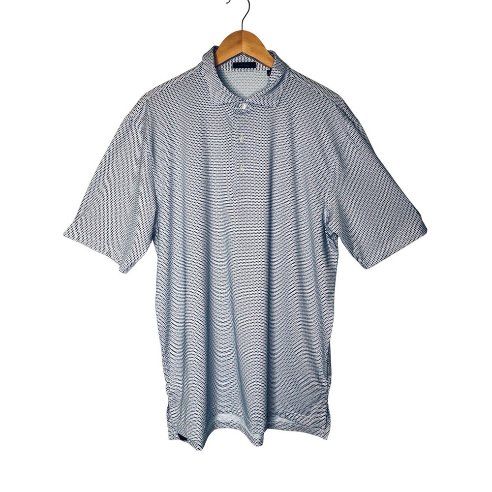 Turtleson Men's Performance Golf Polo Shirt Blue Size L Diamond/Geometric Print