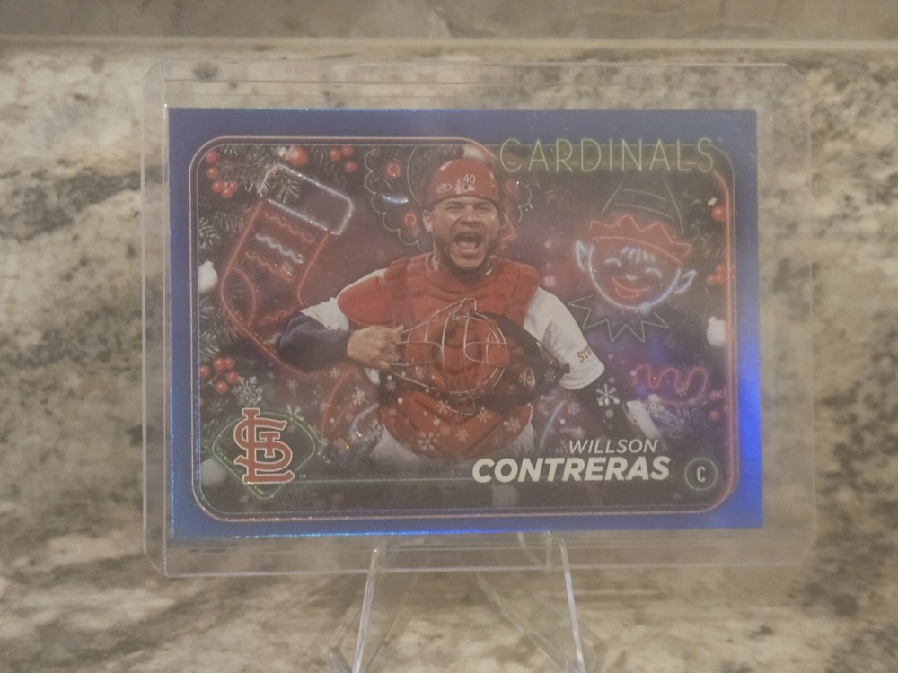 2024 Topps Holiday Blue Metallic Glitter Willson Contreras Cardinals Cubs H81