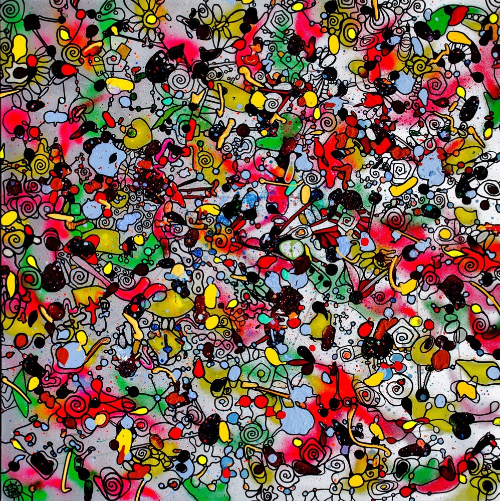 CHROMATIKA - Large 39x39in Original Canvas Abstract Trippy UV Active Painting