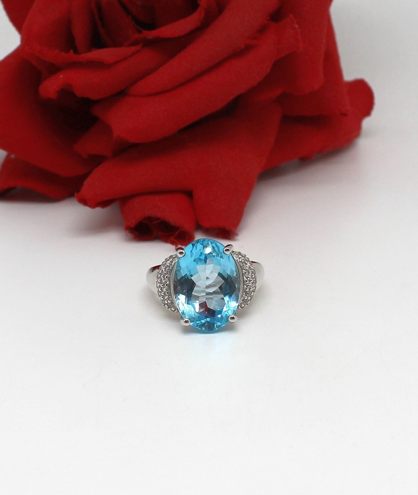 Sterling Silver NWOT JTV Blue Topaz Ring Size 10 7.86g CAT CHARITY